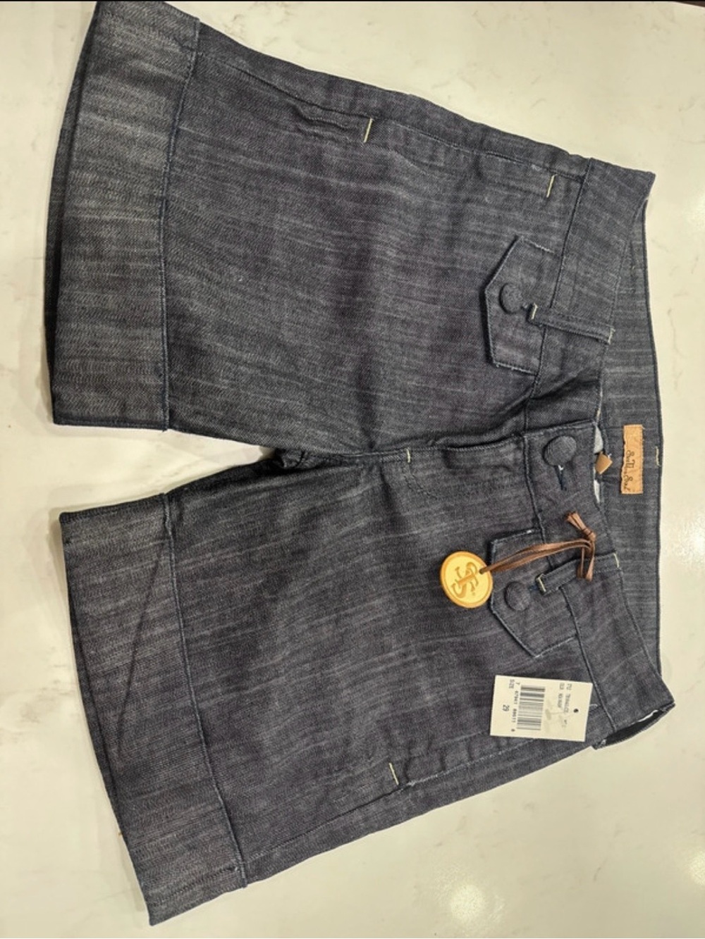 See Thru Soul Women’s Dark Indigo Jean Shorts with Button Accent